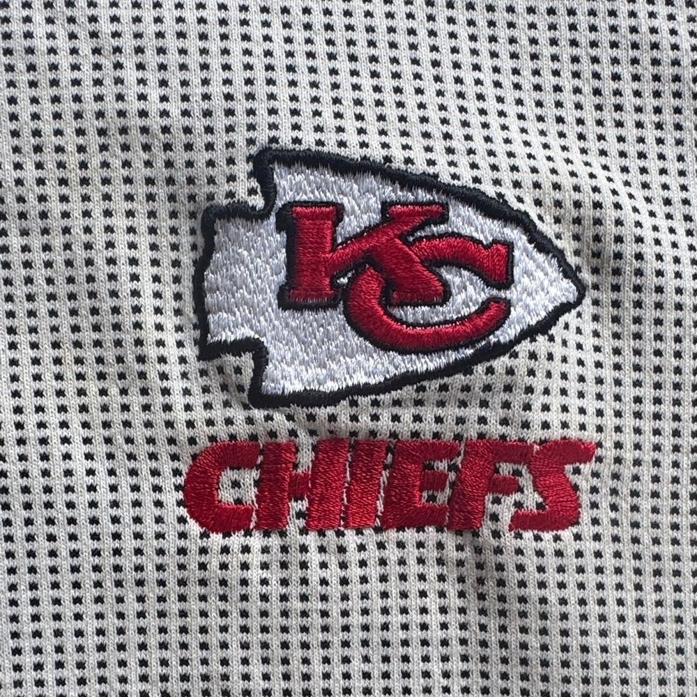 NFL Team KC Chiefs Gray Polo Shirt with Black Trim - Picture 7 of 7